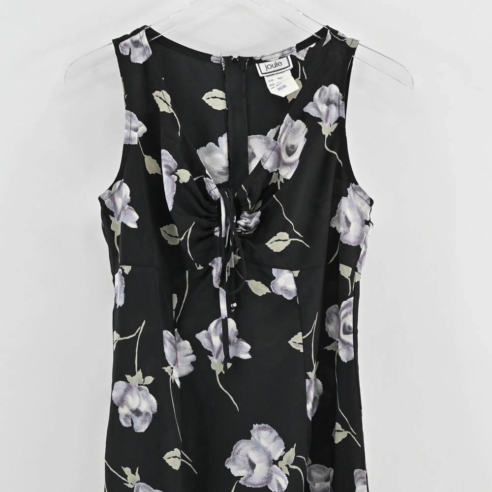 Vtg Y2k Black Floral Maxi Dress Size M‎ Dark Romantic Grunge Sleeveless Tie USA - Picture 10 of 14